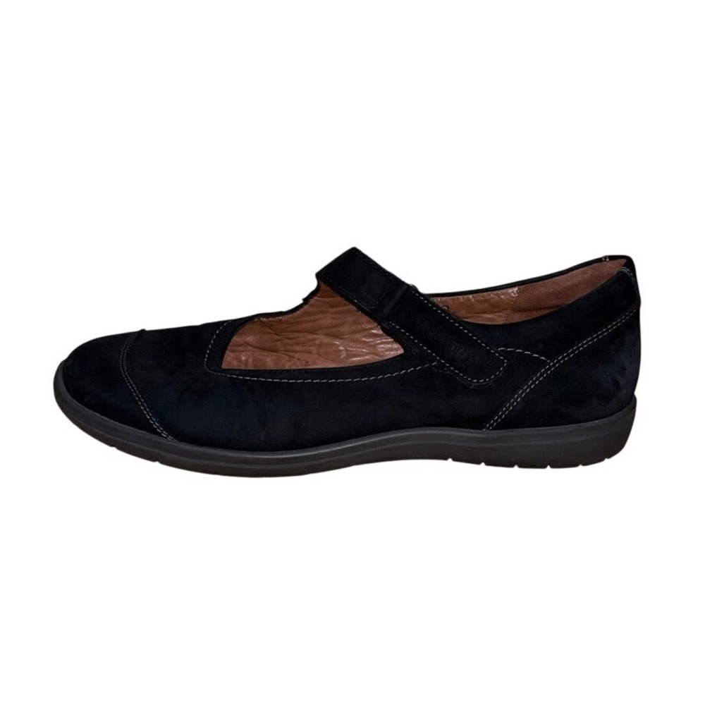 Ganter Mary Jane Shoes‎ Women 9 Black Nubuck Leather Comfort Strap Flat Classic